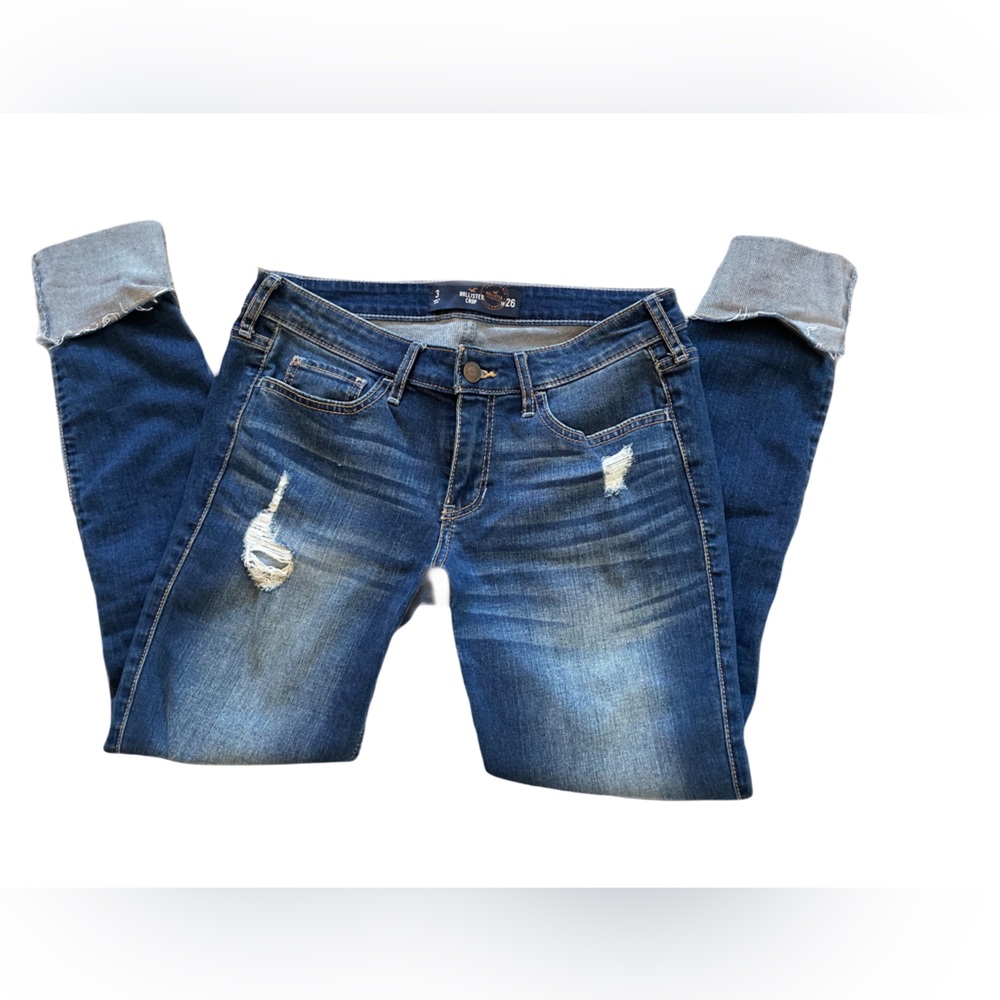 ❤️ HOLLISTER DENIM CROPPED DISTRESSED JEANS SIZE 26